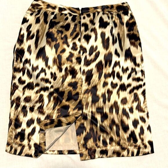 Worthington Leopard Print Layered Tiered Chiffon Pencil Skirt Brown Black 12 P - Picture 4 of 10